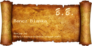 Bencz Bianka névjegykártya